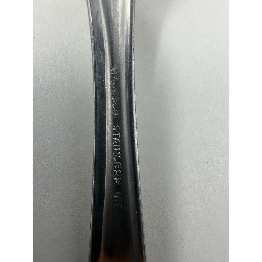 Majesco Stainless Steel Slotted Serving Spoon Decorative Cutout Design 8.25 inch